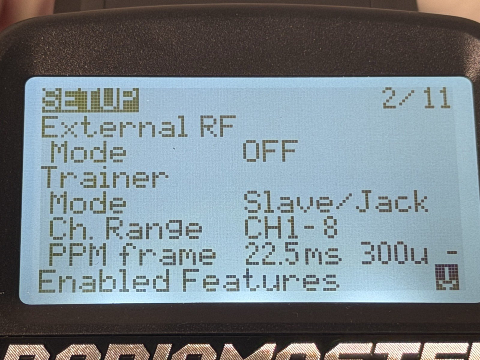 MT12 Model Setup page showing External RF mode set to OFF
